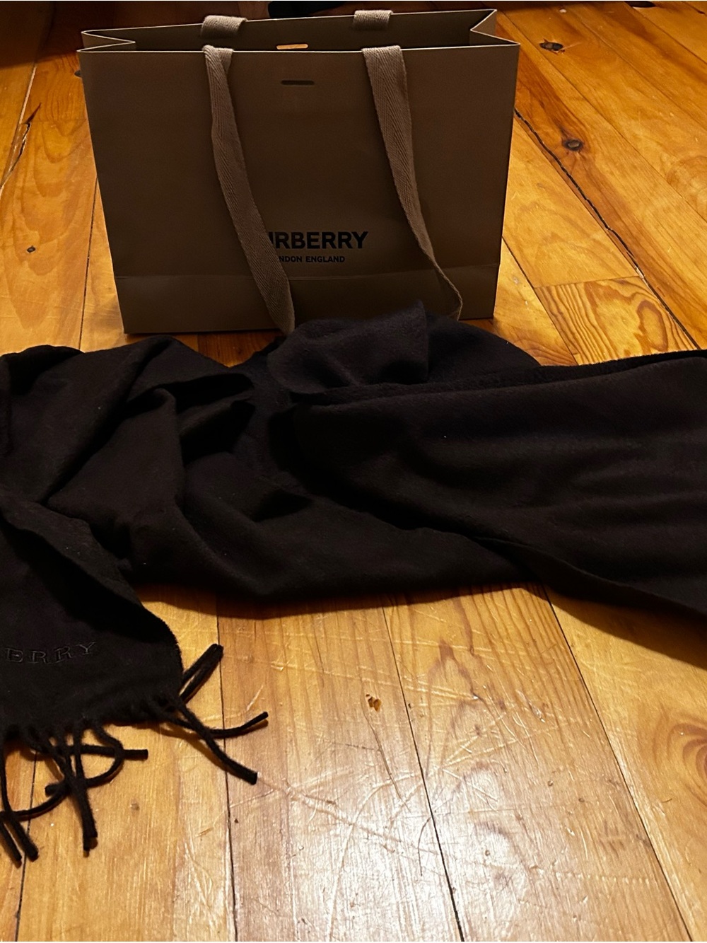 Burberry Chestnut Brown Cashmere Scarf with Tag